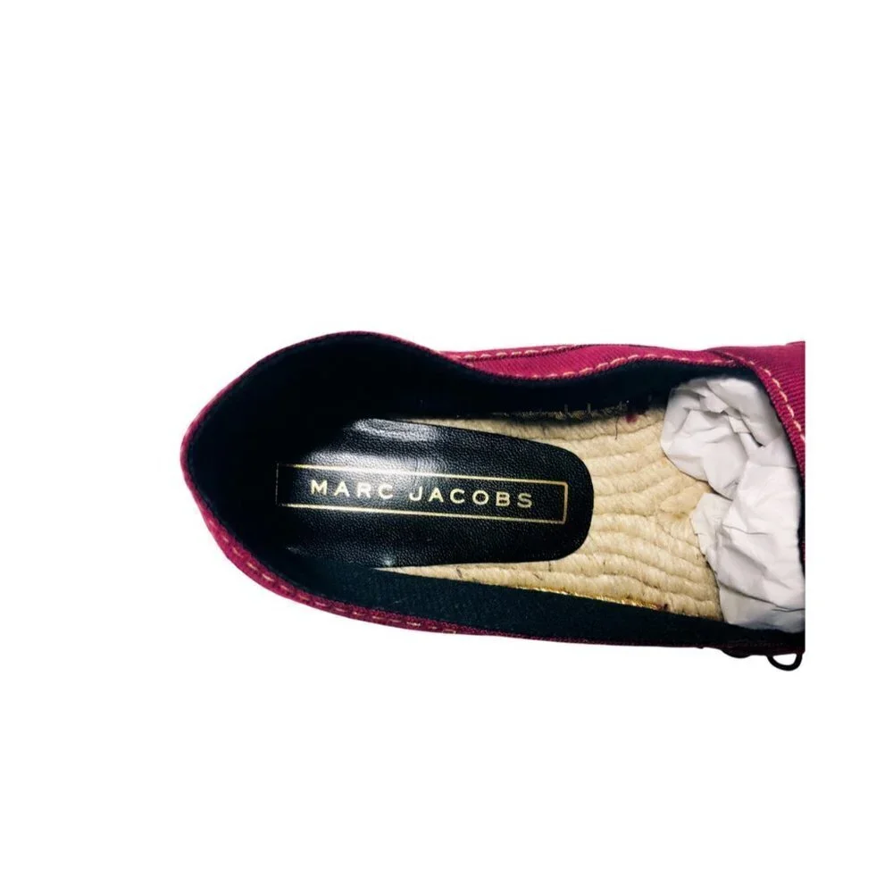 Marc Jacobs Womens Red Wine Sienna Gold Heel Espadrilles Slip On Flats Sz 8 New